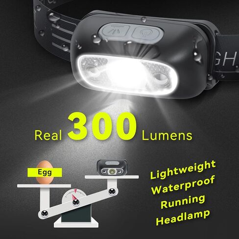 مصباح أمامي LED قابل لإعادة الشحن، مصباح رأس فائق السطوع مع 4 أوضاع لأساسيات معدات التخييم والتنزه سيرًا على الأقدام، مصباح أمامي مقاوم للماء IPX4، كابل USB متضمن in Kuwait