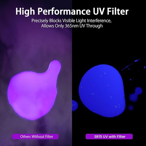 sofirn SR15 UV Black Light 365nm UV Flashlight Rechargeable with Filter Lens, 4 LED High Power Ultraviolet Blacklight IPX8 Waterproof for Resin Curing, Pet Stain Finder, Mineral Rocks, Scorpions in Kuwait