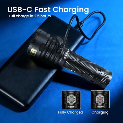 sofirn SR15 UV Black Light 365nm UV Flashlight Rechargeable with Filter Lens, 4 LED High Power Ultraviolet Blacklight IPX8 Waterproof for Resin Curing, Pet Stain Finder, Mineral Rocks, Scorpions in Kuwait