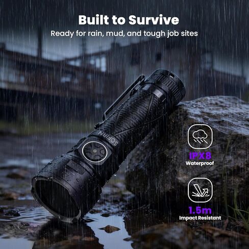 sofirn SR15 UV Black Light 365nm UV Flashlight Rechargeable with Filter Lens, 4 LED High Power Ultraviolet Blacklight IPX8 Waterproof for Resin Curing, Pet Stain Finder, Mineral Rocks, Scorpions in Kuwait