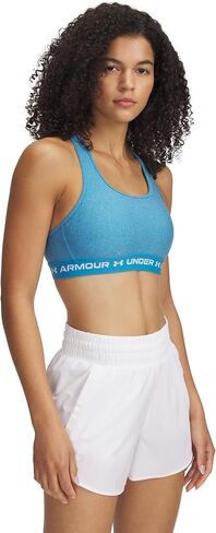 Under Armour womens HeatGear Armour Mid Impact Crossback Sports Bra , Equator Blue (417)/Mechanic Blue , Small in Kuwait