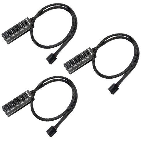 3PCS PWM Fan Hub 1 to 5 Splitter 5 Way Case Fan Splitter for ATX Computer Case 4-Pin and 3-Pin Cooling Fans in Kuwait