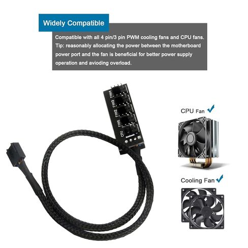 3PCS PWM Fan Hub 1 to 5 Splitter 5 Way Case Fan Splitter for ATX Computer Case 4-Pin and 3-Pin Cooling Fans in Kuwait