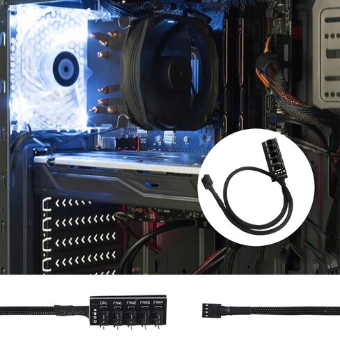 3PCS PWM Fan Hub 1 to 5 Splitter 5 Way Case Fan Splitter for ATX Computer Case 4-Pin and 3-Pin Cooling Fans in Kuwait