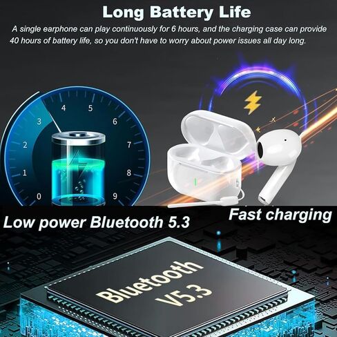 Bluetooth 5.4 Wireless Earbuds Headphones Portable Earbuds with Silicone Cord,50H Playtime Stereo in Ear Buds Built-in 4 ENC Mic Earphone,IP7 Waterproof for Sports Running Workout Helpsleep in Kuwait