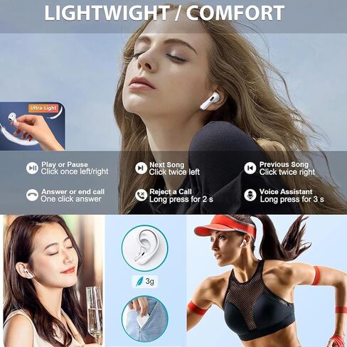 Bluetooth 5.4 Wireless Earbuds Headphones Portable Earbuds with Silicone Cord,50H Playtime Stereo in Ear Buds Built-in 4 ENC Mic Earphone,IP7 Waterproof for Sports Running Workout Helpsleep in Kuwait