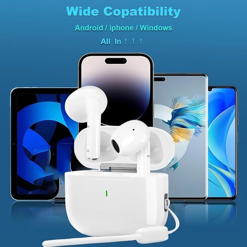 Bluetooth 5.4 Wireless Earbuds Headphones Portable Earbuds with Silicone Cord,50H Playtime Stereo in Ear Buds Built-in 4 ENC Mic Earphone,IP7 Waterproof for Sports Running Workout Helpsleep in Kuwait