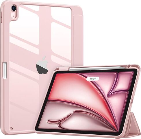 حافظة Wenlaty لجهاز iPad Air 11 بوصة M4/M3/M2 (2026/2025/2024)، حافظة لجهاز iPad Air الجيل الخامس/الرابع مقاس 10.9 بوصة مع حامل أقلام، غطاء نحيف مقاوم للصدمات مع غطاء خلفي شفاف، نوم/استيقاظ تلقائي، وردي in Kuwait