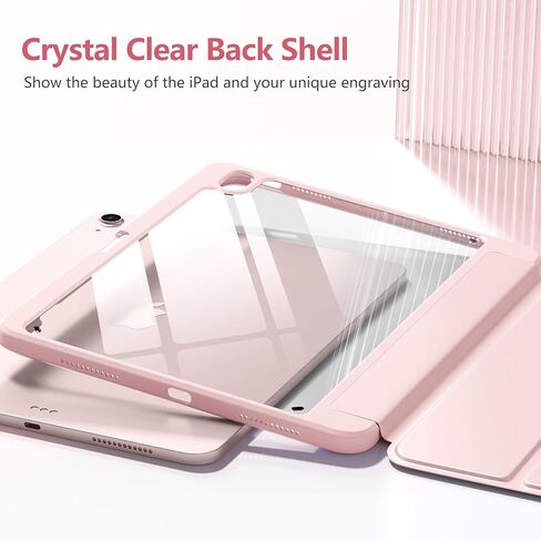 حافظة Wenlaty لجهاز iPad Air 11 بوصة M4/M3/M2 (2026/2025/2024)، حافظة لجهاز iPad Air الجيل الخامس/الرابع مقاس 10.9 بوصة مع حامل أقلام، غطاء نحيف مقاوم للصدمات مع غطاء خلفي شفاف، نوم/استيقاظ تلقائي، وردي in Kuwait