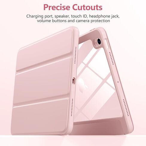 حافظة Wenlaty لجهاز iPad Air 11 بوصة M4/M3/M2 (2026/2025/2024)، حافظة لجهاز iPad Air الجيل الخامس/الرابع مقاس 10.9 بوصة مع حامل أقلام، غطاء نحيف مقاوم للصدمات مع غطاء خلفي شفاف، نوم/استيقاظ تلقائي، وردي in Kuwait