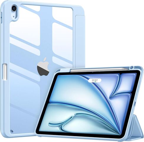 حافظة Wenlaty لجهاز iPad Air 11 بوصة M4/M3/M2 (2026/2025/2024)، حافظة لجهاز iPad Air الجيل الخامس/الرابع مقاس 10.9 بوصة مع حامل أقلام، غطاء نحيف مقاوم للصدمات مع غطاء خلفي شفاف، نوم/استيقاظ تلقائي، وردي in Kuwait