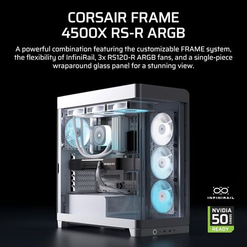 CORSAIR Frame 4500X RS-R ARGB Bundle – Includes 3X RS120R ARGB Fans, 1x RS120 ARGB Fan, 1x Nautilus RS 360 ARGB CPU Cooler – White in Kuwait