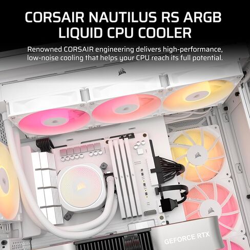 CORSAIR Frame 4500X RS-R ARGB Bundle – Includes 3X RS120R ARGB Fans, 1x RS120 ARGB Fan, 1x Nautilus RS 360 ARGB CPU Cooler – White in Kuwait