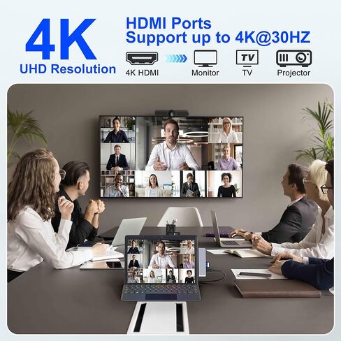 قاعدة تركيب Surface Pro 12، موزع USB ومحول مع HDMI 4K، USB-C Thunderbolt 4 (شاشة + بيانات + 100 واط PD)، 2 USB 3.0، صوت 3.5 مم، فتحة بطاقة SD/TF لجهاز Surface Pro 12 بوصة 2025 in Kuwait