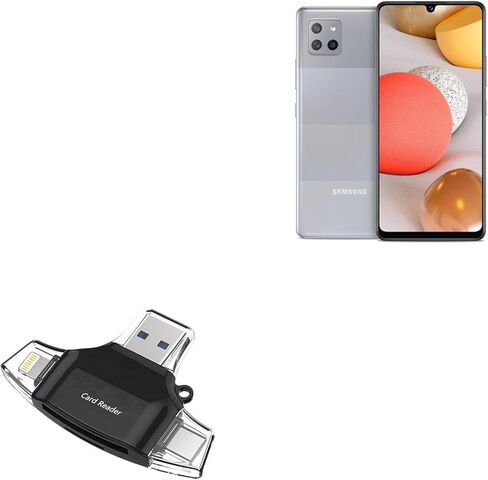 أداة BoxWave الذكية المتوافقة مع هاتف Samsung Galaxy A42 5G - قارئ بطاقات SD AllReader، قارئ بطاقات microSD SD مدمج USB - أسود لامع in Kuwait
