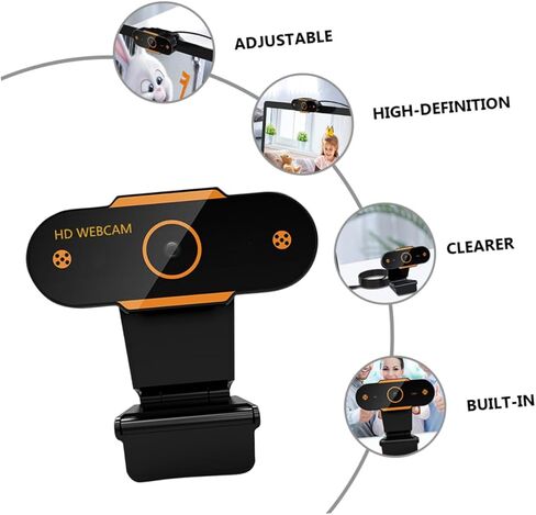 NUOBESTY USB Webcam with Microphone 1080p HD Automatic Focusing Computer Camera for Live Streaming Video Calling and Online Teaching Compatible with Dc5.0 Voltage in Kuwait