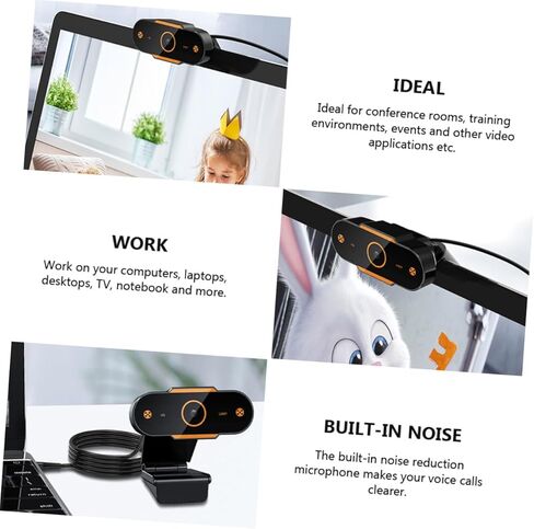 NUOBESTY USB Webcam with Microphone 1080p HD Automatic Focusing Computer Camera for Live Streaming Video Calling and Online Teaching Compatible with Dc5.0 Voltage in Kuwait