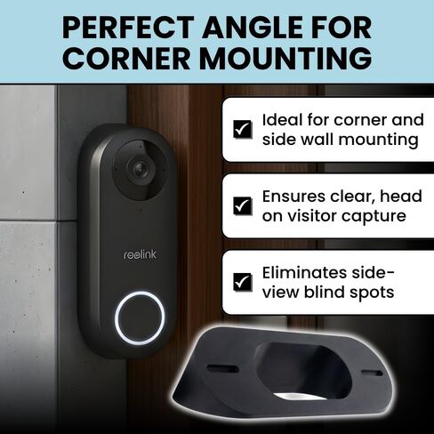 SplashNColor 45 Degree Corner Mount for Reolink Video Doorbell – Angled Wedge Bracket | Adjusts Camera Viewing Angle | Easy Wall Installation for Better Front Door and Side Entry Coverage in Kuwait
