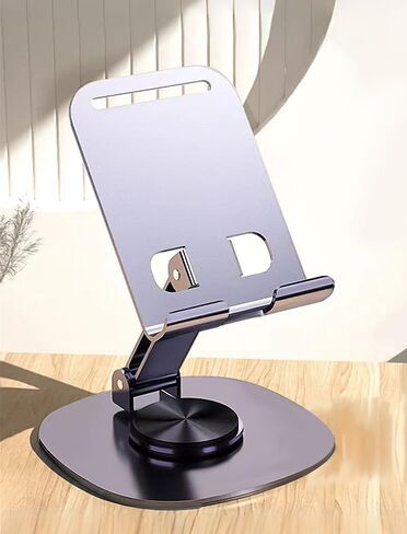 360° Rotating Metal Phone Stand - Compact, Foldable & Portable Desktop Holder for All Smartphones and Tablets（Purple） in Kuwait