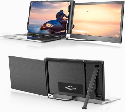 شاشة P1 Plus المحمولة لموسع شاشة الكمبيوتر المحمول 13.3 بوصة شاشة مزدوجة خارجية FHD 1080P IPS عرض شاشات مزدوجة 2 نوع C/1 HDMI، للكمبيوتر المحمول 13-16.5 بوصة Mac Windows Phone in Kuwait