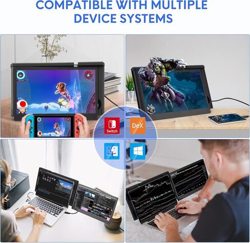 شاشة P1 Plus المحمولة لموسع شاشة الكمبيوتر المحمول 13.3 بوصة شاشة مزدوجة خارجية FHD 1080P IPS عرض شاشات مزدوجة 2 نوع C/1 HDMI، للكمبيوتر المحمول 13-16.5 بوصة Mac Windows Phone in Kuwait