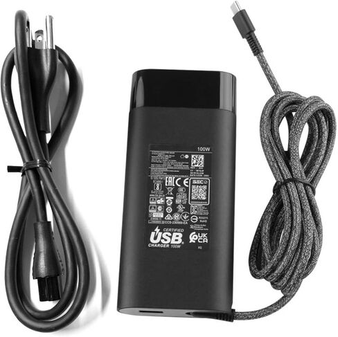شاحن USB-C أصلي 100 واط متوافق مع HP OmniBook 7 16-ay0075cl 16-ay0087nr 16-ay0500nr 16-ay0575cl 16-az0097nr 16-az0595cl 16-ay0000 16-ay0010ca 16 بوصة PC 100 واط من النوع C شاحن PSU in Kuwait