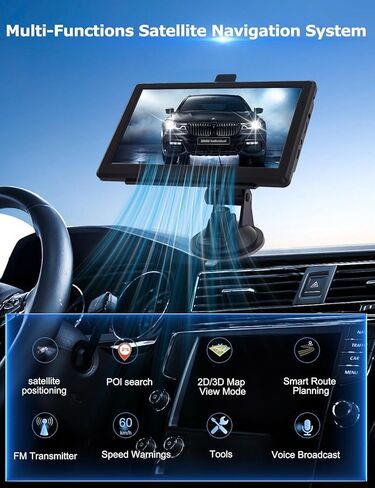 نظام تحديد المواقع العالمي (GPS) مقاس 7 بوصات للسيارة مع توجيه صوتي/السرعة/تحذير من الضوء الأحمر/توجيه مخصص للشاحنات، أحدث خريطة (تحديثات مجانية مدى الحياة) in Kuwait