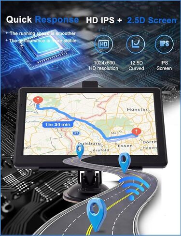 نظام تحديد المواقع العالمي (GPS) مقاس 7 بوصات للسيارة مع توجيه صوتي/السرعة/تحذير من الضوء الأحمر/توجيه مخصص للشاحنات، أحدث خريطة (تحديثات مجانية مدى الحياة) in Kuwait