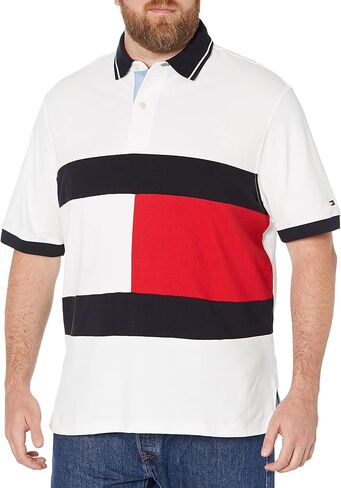 Tommy Hilfiger Men's Big & Tall Flag Pride Regular Fit Polo Shirt, Milky Way, 3XL in Saudi Arabia
