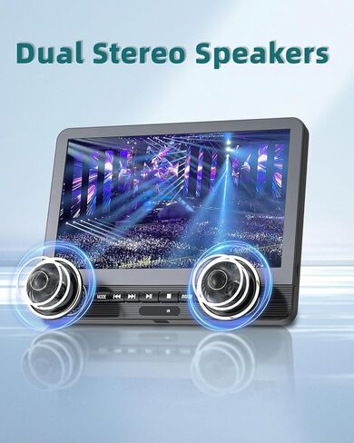 DESOBRY 12.5 بوصة مشغل DVD للسيارة بشاشة مزدوجة، مشغل DVD لمسند الرأس قابل لإعادة الشحن مع وقت تشغيل 5 ساعات، مشغل DVD محمول بدون منطقة للأطفال، تشغيل مزامنة، مخرج HDMI/USB/AV، أساسيات رحلة الطريق in Kuwait