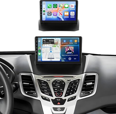 ستيريو راديو السيارة 4G+64G لسيارة Ford Fiesta 2009-2014، شاشة لمس IPS 9 بوصة/CarPlay لاسلكي/Android Auto/32 EQ/GPS/WiFi/5.0 بلوتوث/FM/RDS/SWC/AHD كاميرا احتياطية in Kuwait
