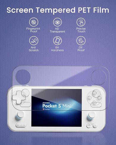 واقي شاشة مكون من قطعتين لجهاز AYANEO Pocket S Mini لوحدة التحكم في الألعاب المحمولة، شفاف، غشاء مرن، صديق للحافظة، لجهاز AYANEO Pocket S Mini، وضوح عالي الدقة in Kuwait