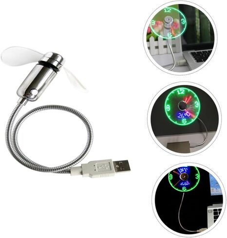 مروحة ساعة LED USB مبهمة، مروحة تبريد صغيرة محمولة تعمل بمنفذ USB مع عرض الوقت للاستخدام في مكتب المكتب المنزلي in Kuwait