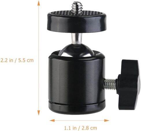 قطعتان من محول تركيب الحذاء الساخن برأس كروي ثلاثي القوائم 3/8 بوصة قاعدة دوارة معدنية لإضاءة الحلقة وحامل الكاميرا، متوافق مع DSLR ومعدات إضاءة الفيديو، أسود in Kuwait