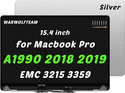 Screen Replacement for Apple MacBook Pro 15.4" A1990 2018 2019 EMC 3215 LCD LED Full Display Assembly (Silver) in Kuwait