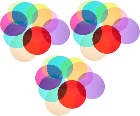 SEWACC 30pcs Color Correction Gel Light Filters for Photography Plastic Film Sheets 12cm Diameter 10 Colors Set for Studio Lighting and Video Recording in Kuwait
