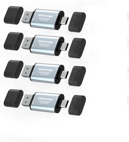 Gigastone Duo Go USB-A+C سعة 512 جيجابايت (4 حزم) SSD خارجي مزدوج محمول بسرعة 500 ميجابايت/ثانية، سطح لامع، يدعم تسجيل فيديو Apple 4K 60 إطارًا في الثانية ProRes HDR USB3.2 Gen 2 لهاتف iPhone 16 PS5 Mac iPad Laptop Android in Saudi Arabia