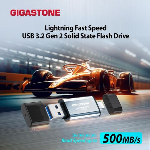 Gigastone Duo Go USB-A+C سعة 512 جيجابايت (4 حزم) SSD خارجي مزدوج محمول بسرعة 500 ميجابايت/ثانية، سطح لامع، يدعم تسجيل فيديو Apple 4K 60 إطارًا في الثانية ProRes HDR USB3.2 Gen 2 لهاتف iPhone 16 PS5 Mac iPad Laptop Android in Saudi Arabia