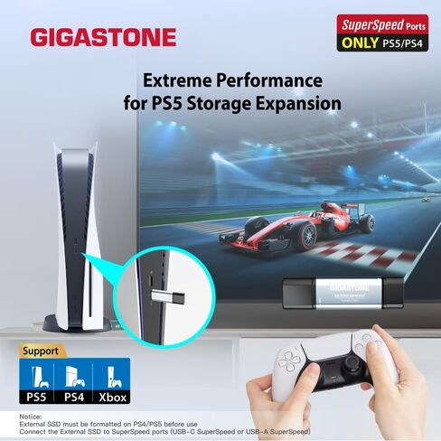 Gigastone Duo Go USB-A+C سعة 512 جيجابايت (4 حزم) SSD خارجي مزدوج محمول بسرعة 500 ميجابايت/ثانية، سطح لامع، يدعم تسجيل فيديو Apple 4K 60 إطارًا في الثانية ProRes HDR USB3.2 Gen 2 لهاتف iPhone 16 PS5 Mac iPad Laptop Android in Saudi Arabia