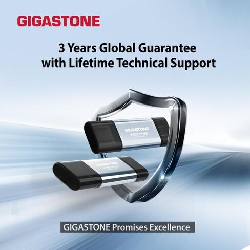 Gigastone Duo Go USB-A+C سعة 512 جيجابايت (4 حزم) SSD خارجي مزدوج محمول بسرعة 500 ميجابايت/ثانية، سطح لامع، يدعم تسجيل فيديو Apple 4K 60 إطارًا في الثانية ProRes HDR USB3.2 Gen 2 لهاتف iPhone 16 PS5 Mac iPad Laptop Android in Saudi Arabia