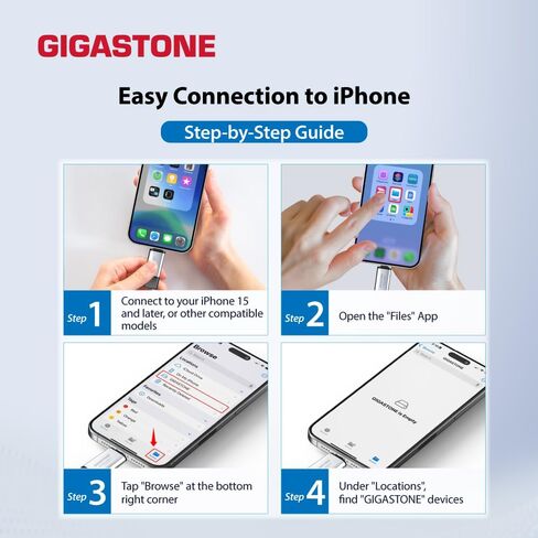 Gigastone Duo Go USB-A+C سعة 512 جيجابايت (4 حزم) SSD خارجي مزدوج محمول بسرعة 500 ميجابايت/ثانية، سطح لامع، يدعم تسجيل فيديو Apple 4K 60 إطارًا في الثانية ProRes HDR USB3.2 Gen 2 لهاتف iPhone 16 PS5 Mac iPad Laptop Android in Saudi Arabia
