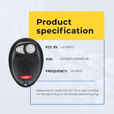 مفتاح السيارة فوب دخول بدون مفتاح عن بعد متوافق مع كانيون 2006 FCC L2C0007T رقم الجزء 10335583 10335582-88 حزمة من 2 in Kuwait