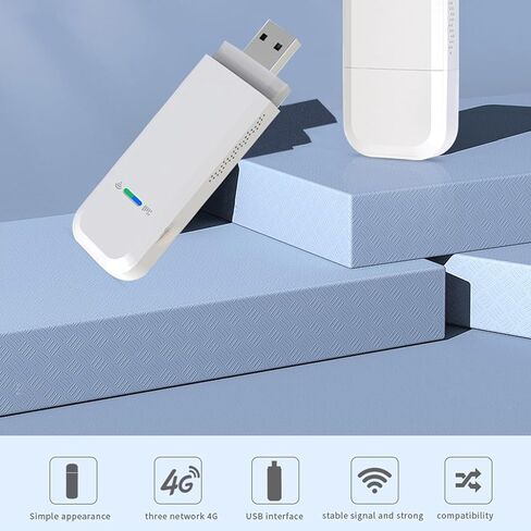 Portable WiFi B1/3/7/8/20 4G LTE Nano SIM Dongle, 150MBPS High Speed WiFi Hotspot Router for 10 Users, Plug and Play, with SIM Card Slot, for Cell Phone PC Tablet in Kuwait