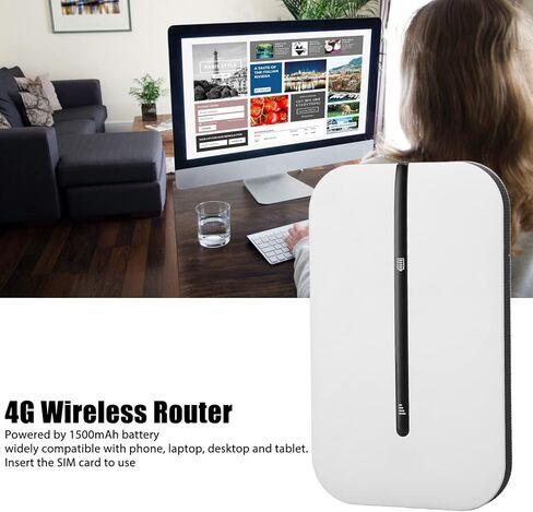 موجه Gavigain 4G LTE، راوتر واي فاي 4G أبيض مع فتحة لبطاقة SIM، يدعم ما يصل إلى 10 مستخدمين، 2.4 جيجا هرتز، يعمل بالبطارية، موجه 4G LTE للهاتف والكمبيوتر اللوحي in Kuwait