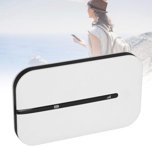 موجه Gavigain 4G LTE، راوتر واي فاي 4G أبيض مع فتحة لبطاقة SIM، يدعم ما يصل إلى 10 مستخدمين، 2.4 جيجا هرتز، يعمل بالبطارية، موجه 4G LTE للهاتف والكمبيوتر اللوحي in Kuwait