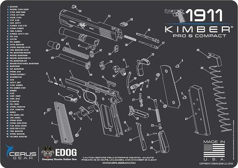 EDOG 1911 سجادة تنظيف مسدس شديدة التحمل ذات رؤية تخطيطية متفجرة متوافقة مع Kimber PRO والمسدسات المدمجة 12 × 17 واقي سطح مبطن مقاوم للزيت و7 قطع من أساسيات التنظيف in Kuwait