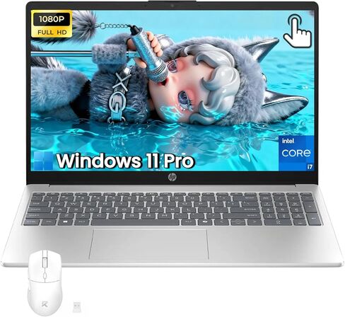 HP 15 Touchscreen Business Laptop - Windows 11 Pro | 15.6" FHD Anti-Glare Display | Intel 10-Core i7 1355U | 16GB RAM + 512GB SSD | Intel Iris Xe GPU | Wi-Fi 6 | Copilot AI Powered Computer in Kuwait