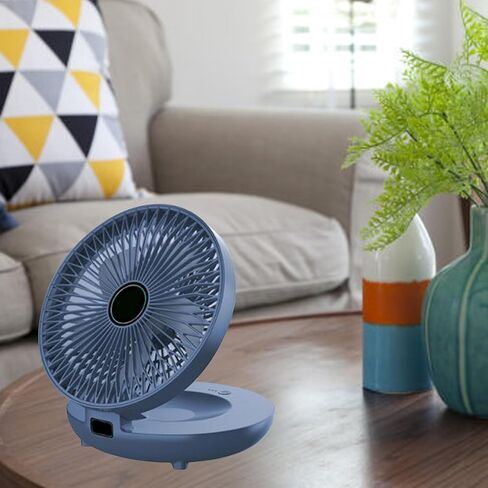 Pwshymi Folding Desk Fan USB Powered 3 Speed Portable Cooling Solution Dorm Study Office for Bedroom ABS Material (Navy Blue) in Kuwait