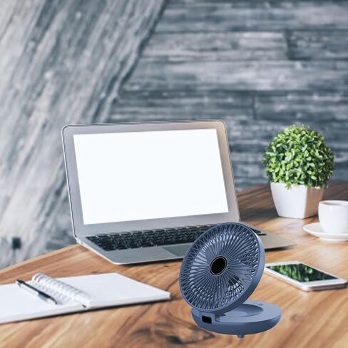 Pwshymi Folding Desk Fan USB Powered 3 Speed Portable Cooling Solution Dorm Study Office for Bedroom ABS Material (Navy Blue) in Kuwait
