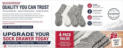 Weatherproof Boot Crew Socks for Womens,Warm,Soft Cotton Blend,Show Size 5-9.5 (4 Pack_ in Saudi Arabia